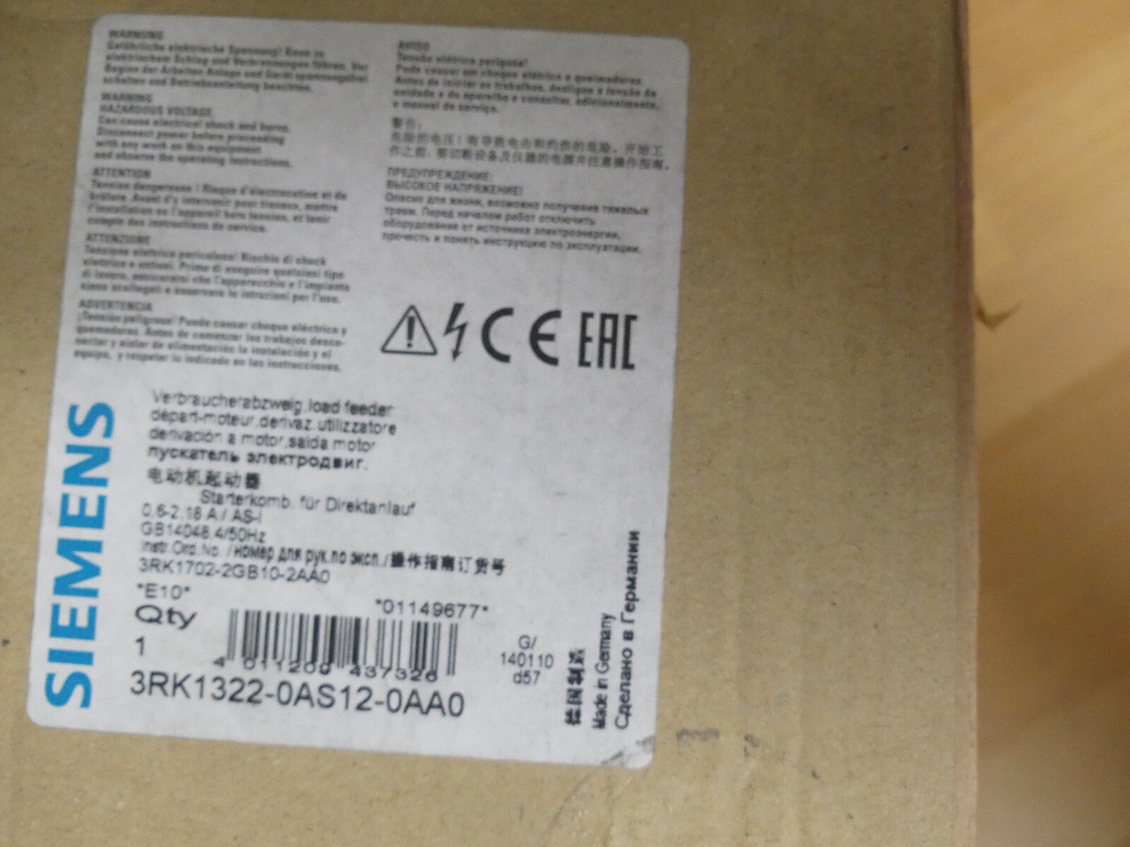 Siemens 3RK1322-0AS12-0AA0 Kompaktstarter Starter   3RK13220AS120AA0