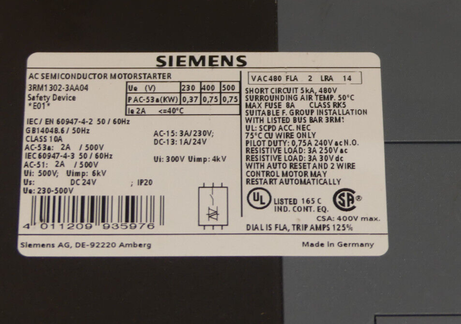 Siemens 3RM1302-3AA04 Motorstarter SIRIUS