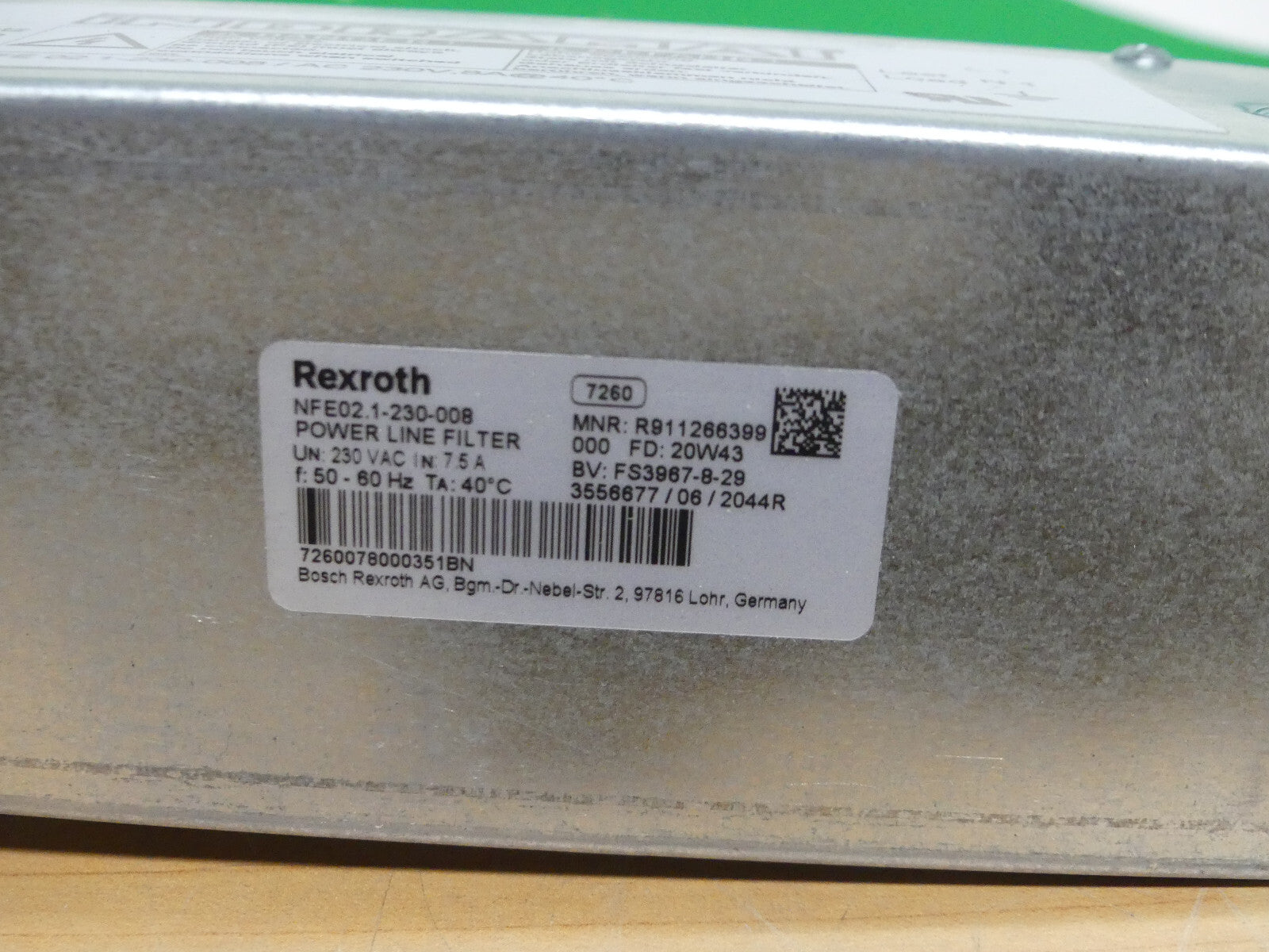 Rexroth Indramat Power Line Filter NFE02.1-230-008