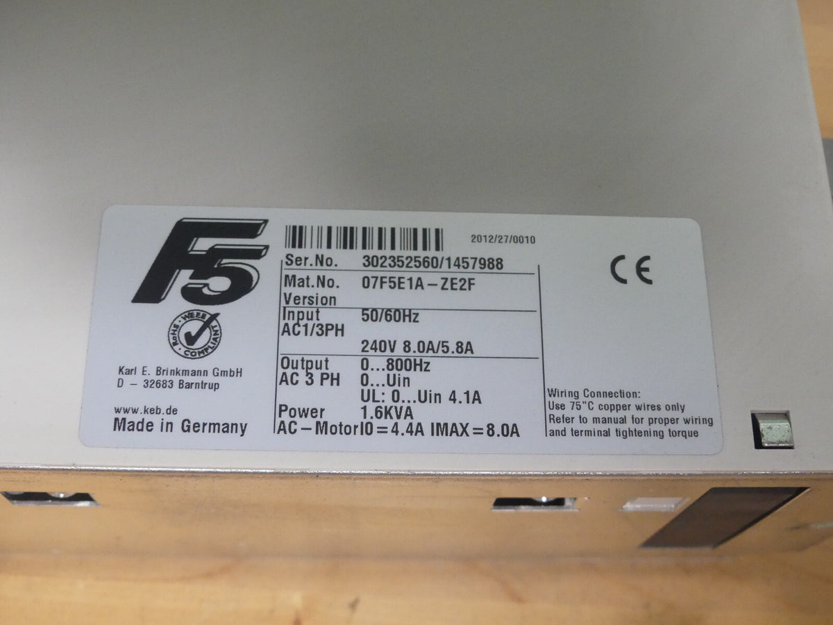 KEB F5 Combivert Frequenzumrichter 07F5E1A-ZE2F