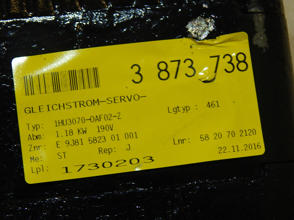 Siemens Gleichstrom Servo Motor  1HU3070-0AF02-Z  Used
