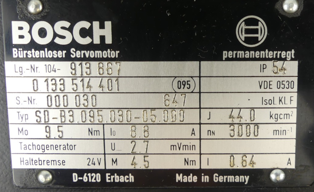 BOSCH BÜRSTENLOSER SERVOMOTOR SD-B3.095.030-05.000