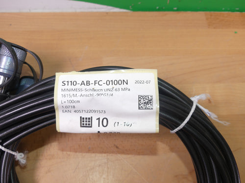 10X Minimess-Schlauch DN2-63 MPa 1615/M.-Anschl.-90° G1/4 S110-AB-FC-0100N