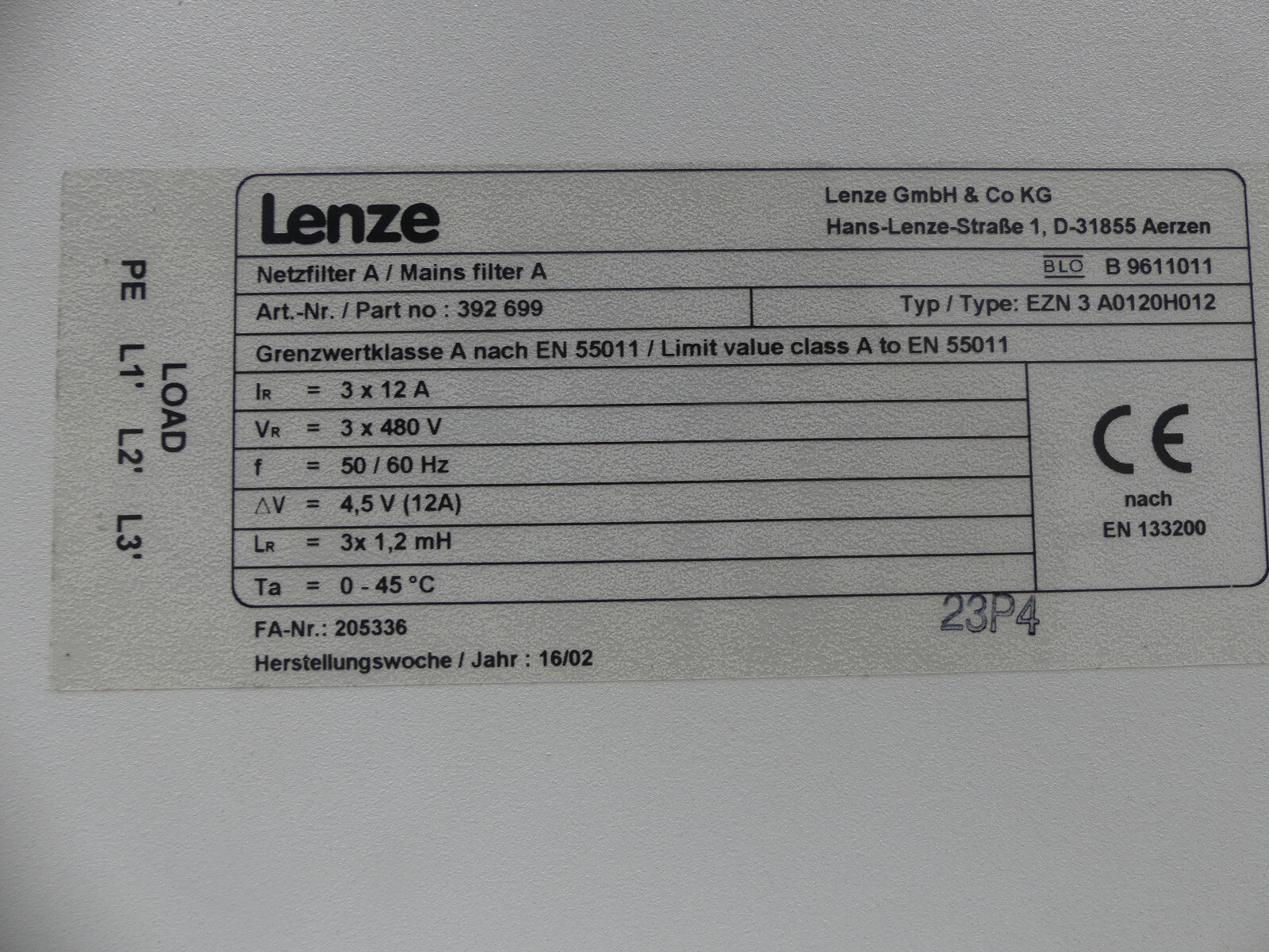 Lenze EZN 3 A0120H012
