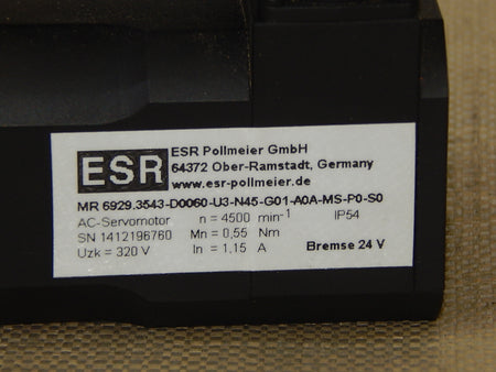  ESR Pollmeier MR-6929.3543-D0060-U3-N45-G01-A0A-MS-P0-S0 Servomotor used