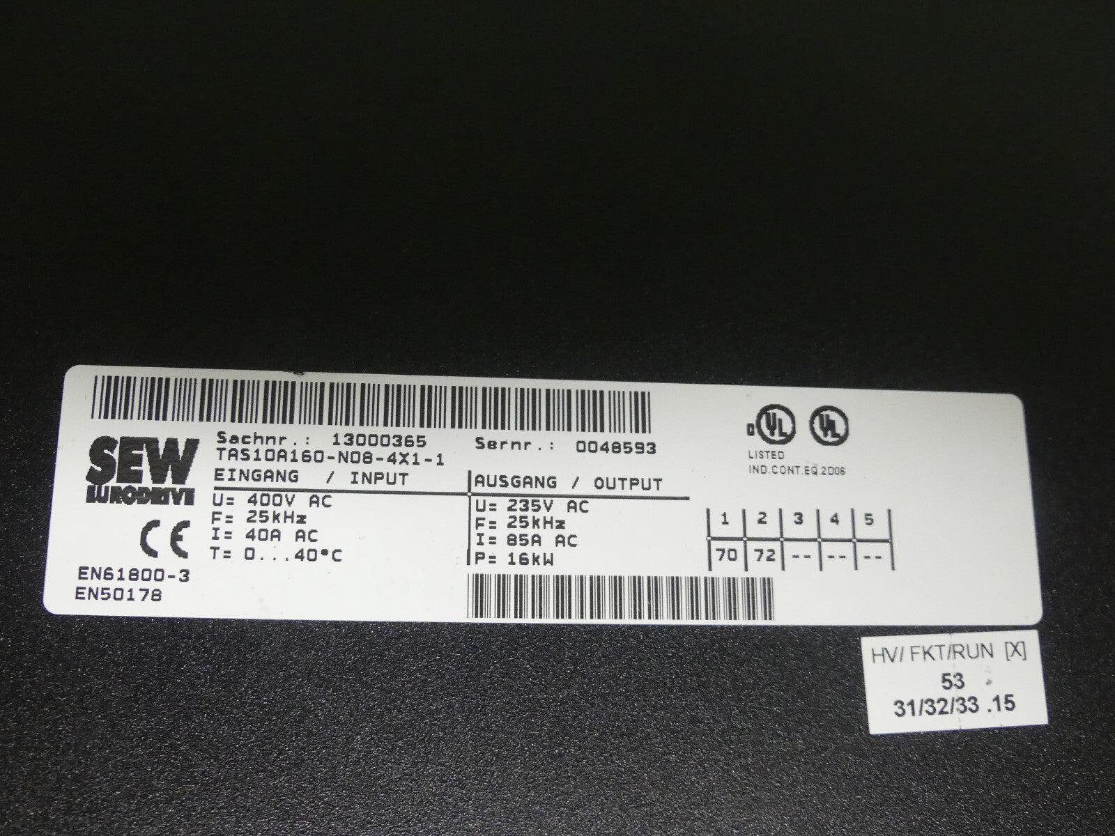 Sew Eurodrive TAS10A160-N08-4X1-1