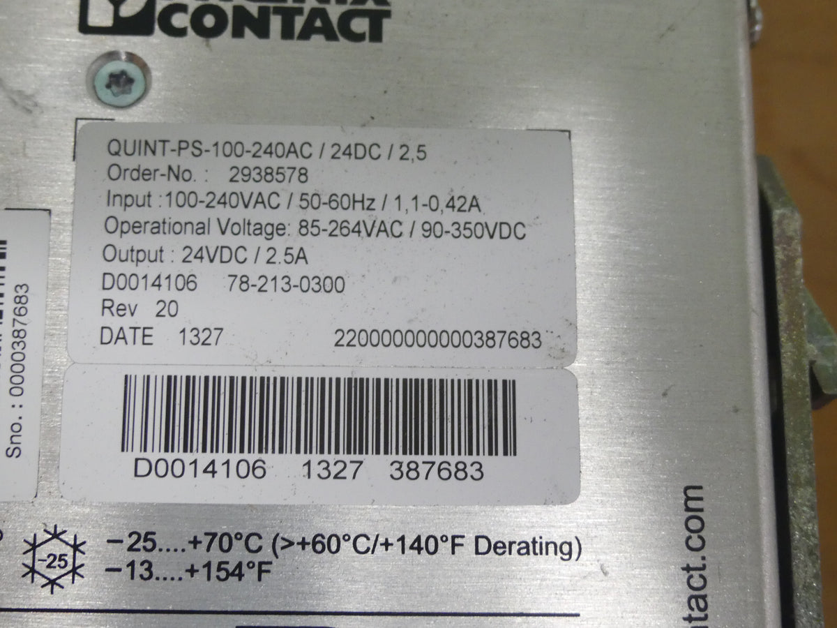 PHOENIX CONTACT QUINT-PS-100-240AC/24DC/2,5