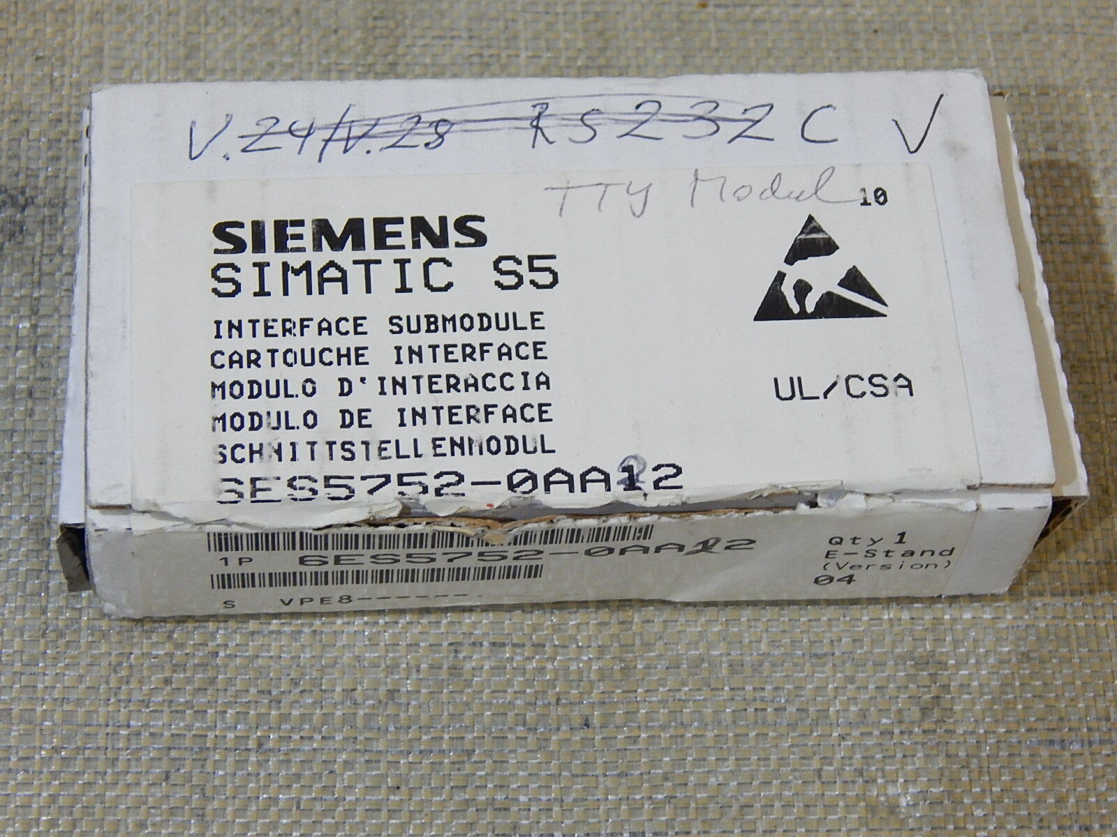 SIEMENS SIMATIC S5 6ES5752-0AA12 6ES5 752-0AA12 Vers. 04  Unbenutzt