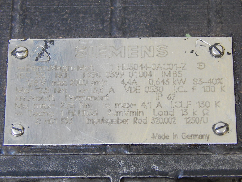 SIEMENS 1HU5044-0AC01-Z DC Servo Motor Used