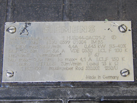 SIEMENS 1HU5044-0AC01-Z DC Servo Motor Used