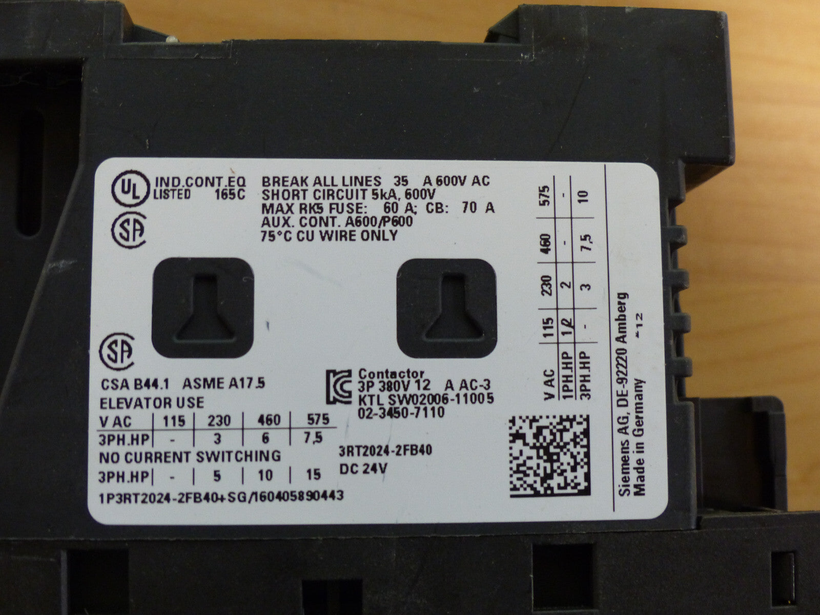 Siemens Dig.Industr. Schütz 3RT2024-2FB40 used