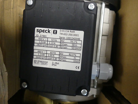 SPECK pumpe  TM-602-200.0001 SN : 1001242046 ID:37991 1,0kw