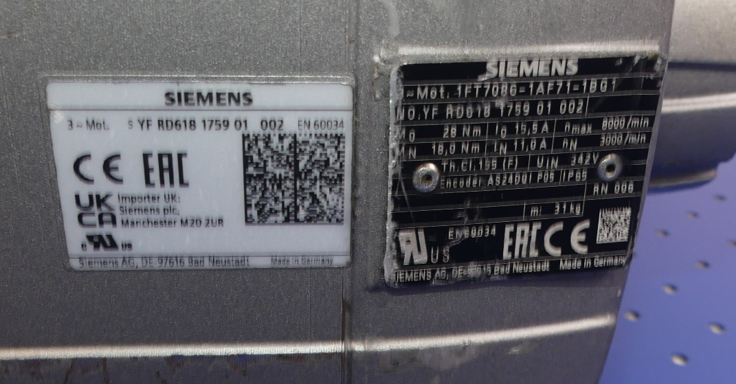 SIEMENS 1FT7086-1AF71-1BG1 SERVO MOTOR
