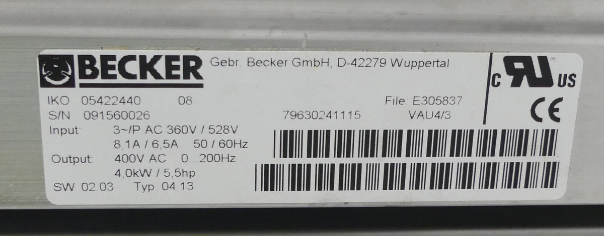Vakuumpump Becker SV 8.190/-400 B.j 2008
