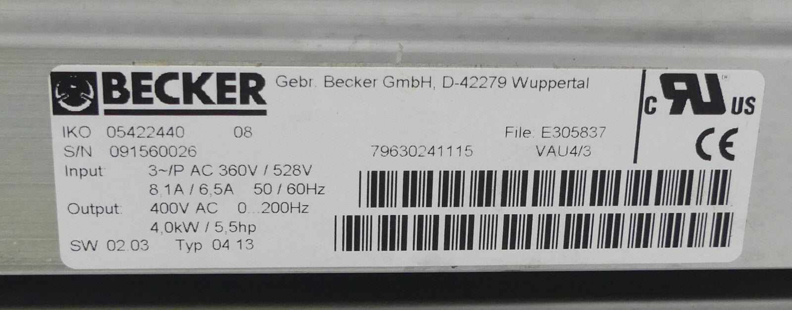 Vakuumpump Becker SV 8.190/-400 B.j 2008