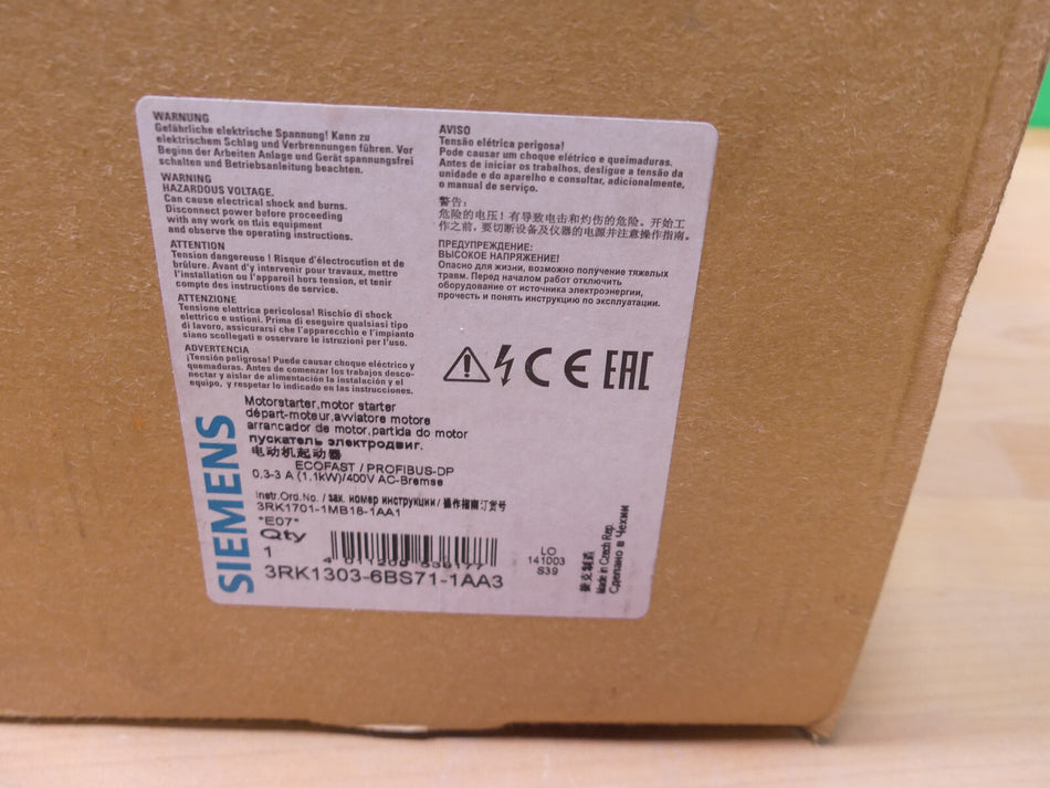 SIEMENS ECOFAST 3RK1303-6BS71-1AA3 Motorstarter