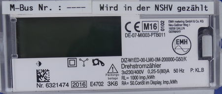 EMH metering Drehstromzähler DIZ-W1E3-00-LM0-0M-200010-G50/K