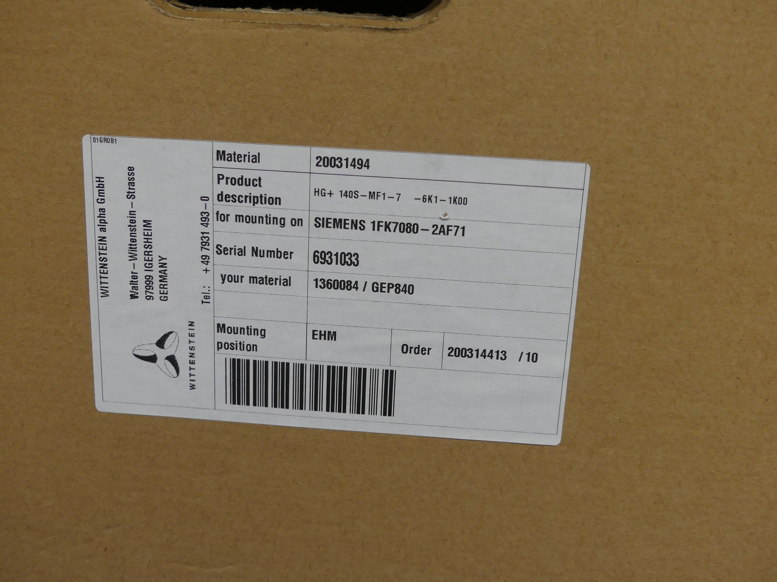 WITTENSTEIN HG+140S-MF1-7-6K1-1K00