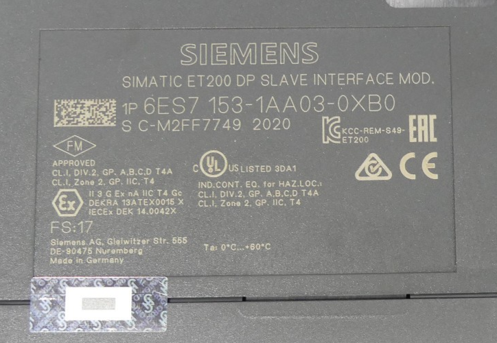 Siemens SIMATIC ET200 DP Slave interface module 6ES7 153-1AA03 0XB0