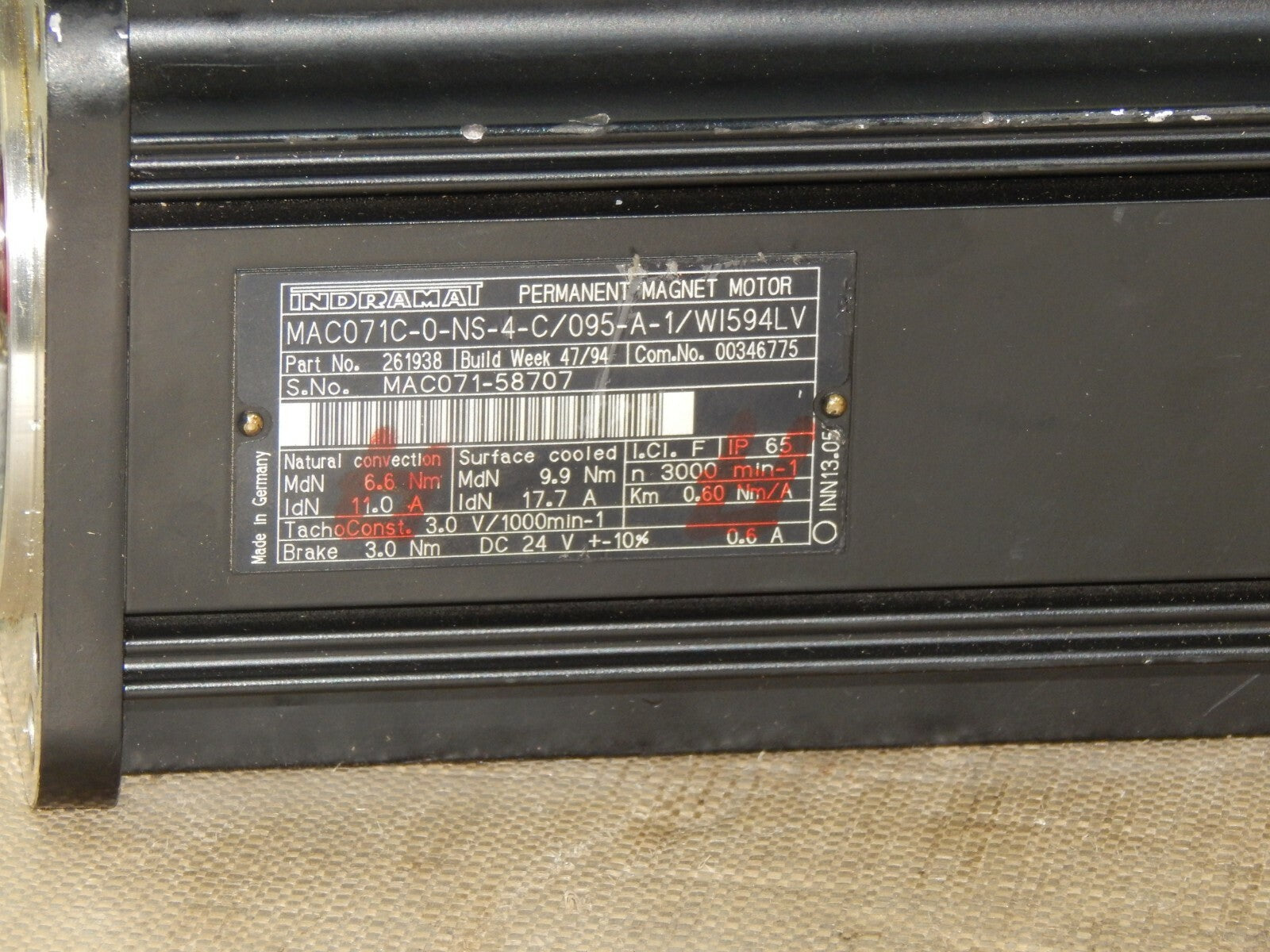 Indramat Servomotor MAC071C-0-NS-4-C/095-A-1/WI594LV