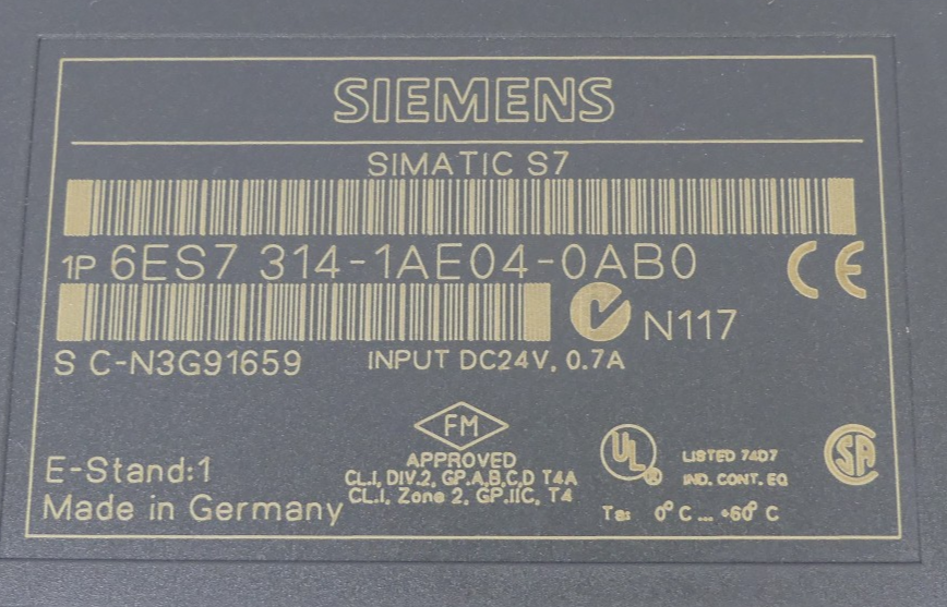SIEMENS SIMATIC S7-300 6ES7 314-1AE04-0AB0