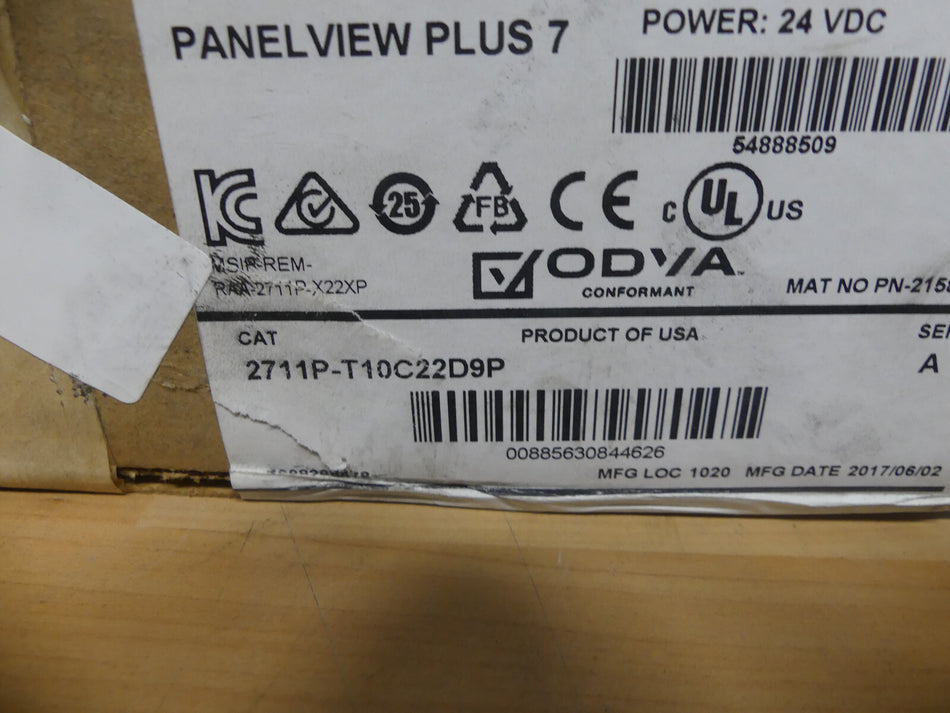 ALLEN-BRADLEY  2711P-T10C22D9P PanelView Plus 7 Color Touch 10 inch Ethernet DC