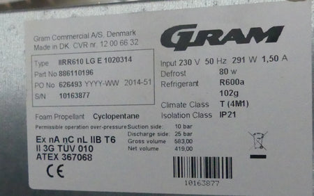 GRAM Umluft-Kühlschrank  II RR610 LG E 1020314