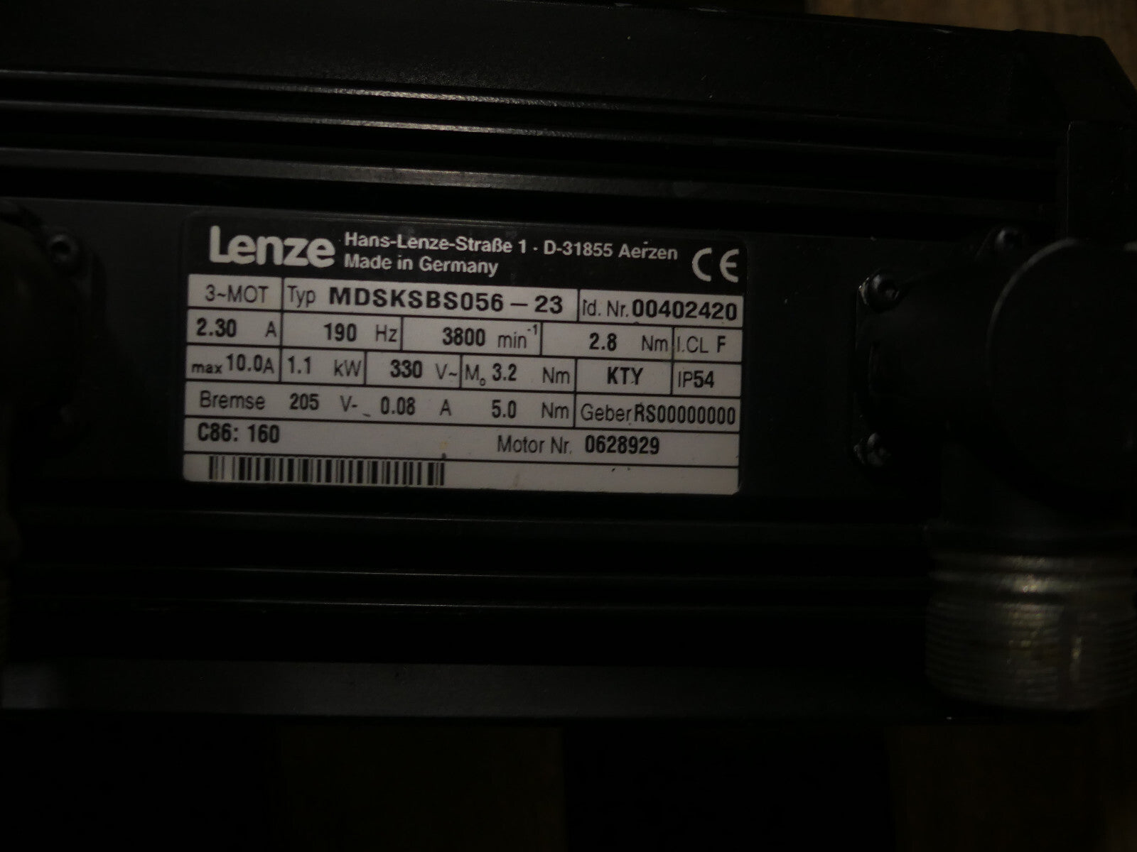 Lenze 3~Servomotor MDSKSBS056-23 inkl. Getriebe GKS05-3Y SAR 056 303 A