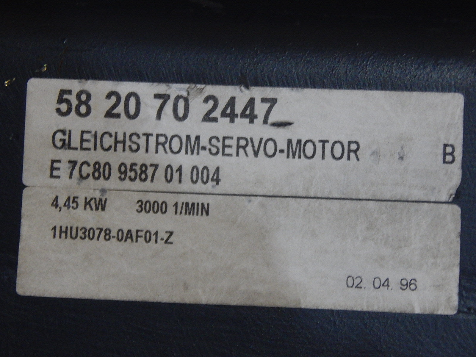 Siemens Servomotor 1HU3078-0AF01-Z Used