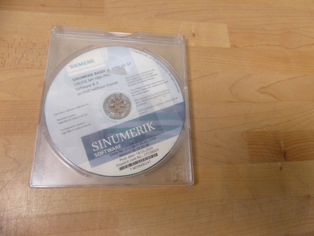 Siemens 6fc5867-3yc80-oya8 / ver.08.03.00.00 software 8.3 s.Bilder