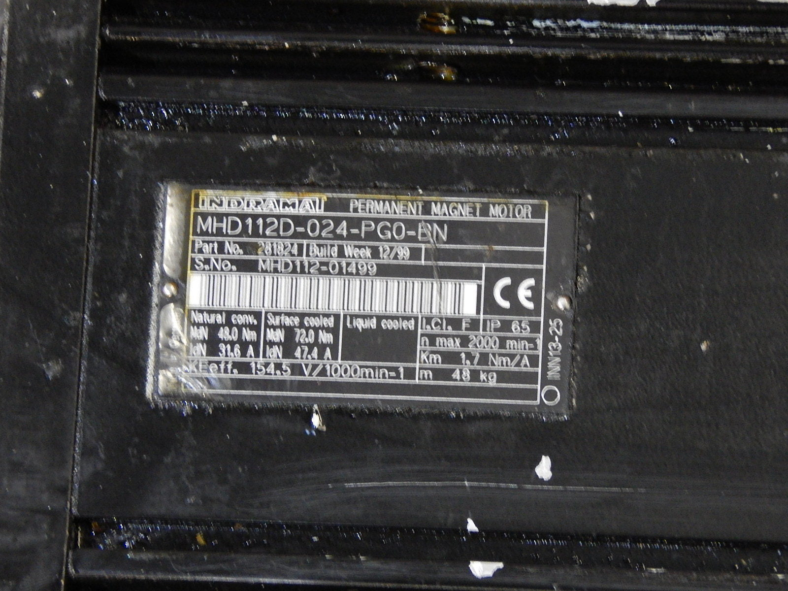 Indramat Permanent Magnet Motor  MHD112D-024-PG0-BN Used