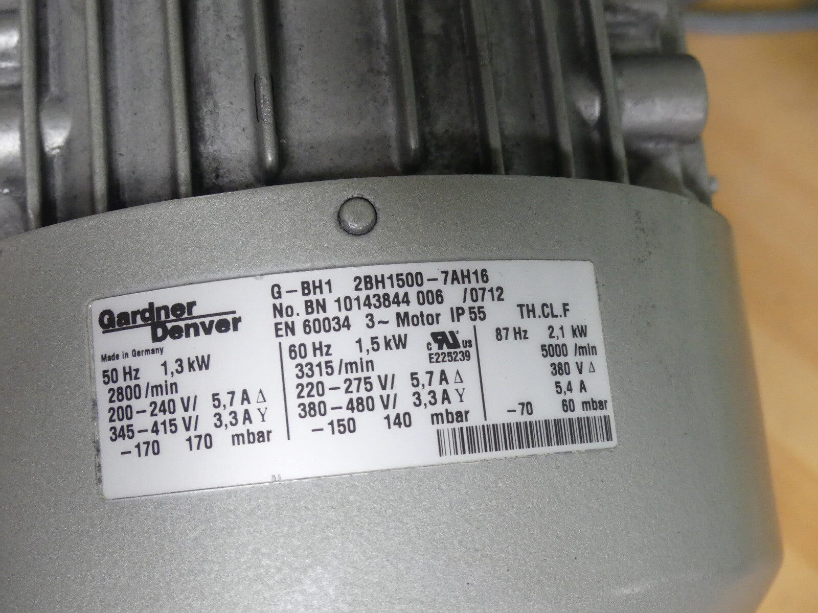Gardner Denver ELMO-Rietschle Seitenkanalverdichter G-BH1 2BH1500-7AH16