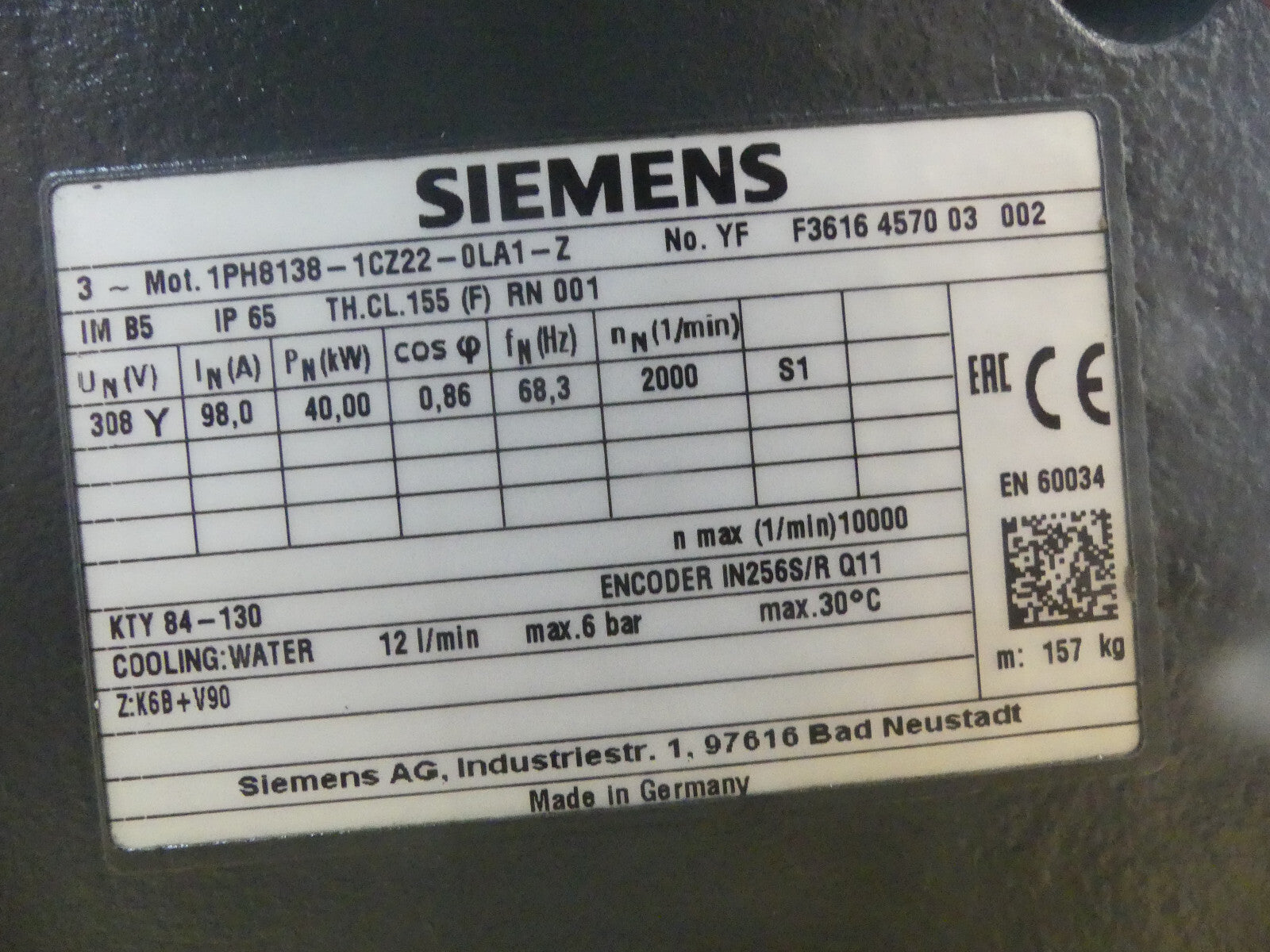 Siemens 1PH8138-1CZ22-0LA1-Z