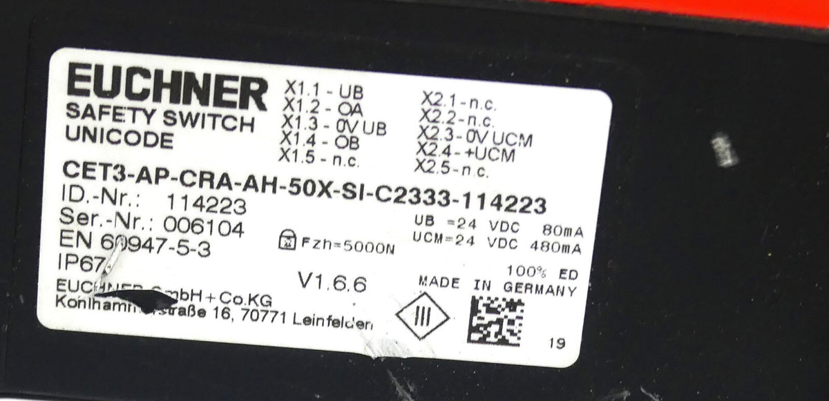 Euchner CET3-AP-CRA-AH-50X-SI-C2333-114223