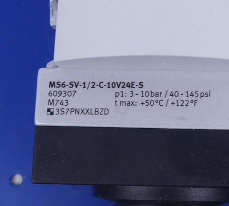 FESTO MS6-SV-1/2-C-10V24E-S 609307 + MSC-3/2-24VDC-M12 8041126