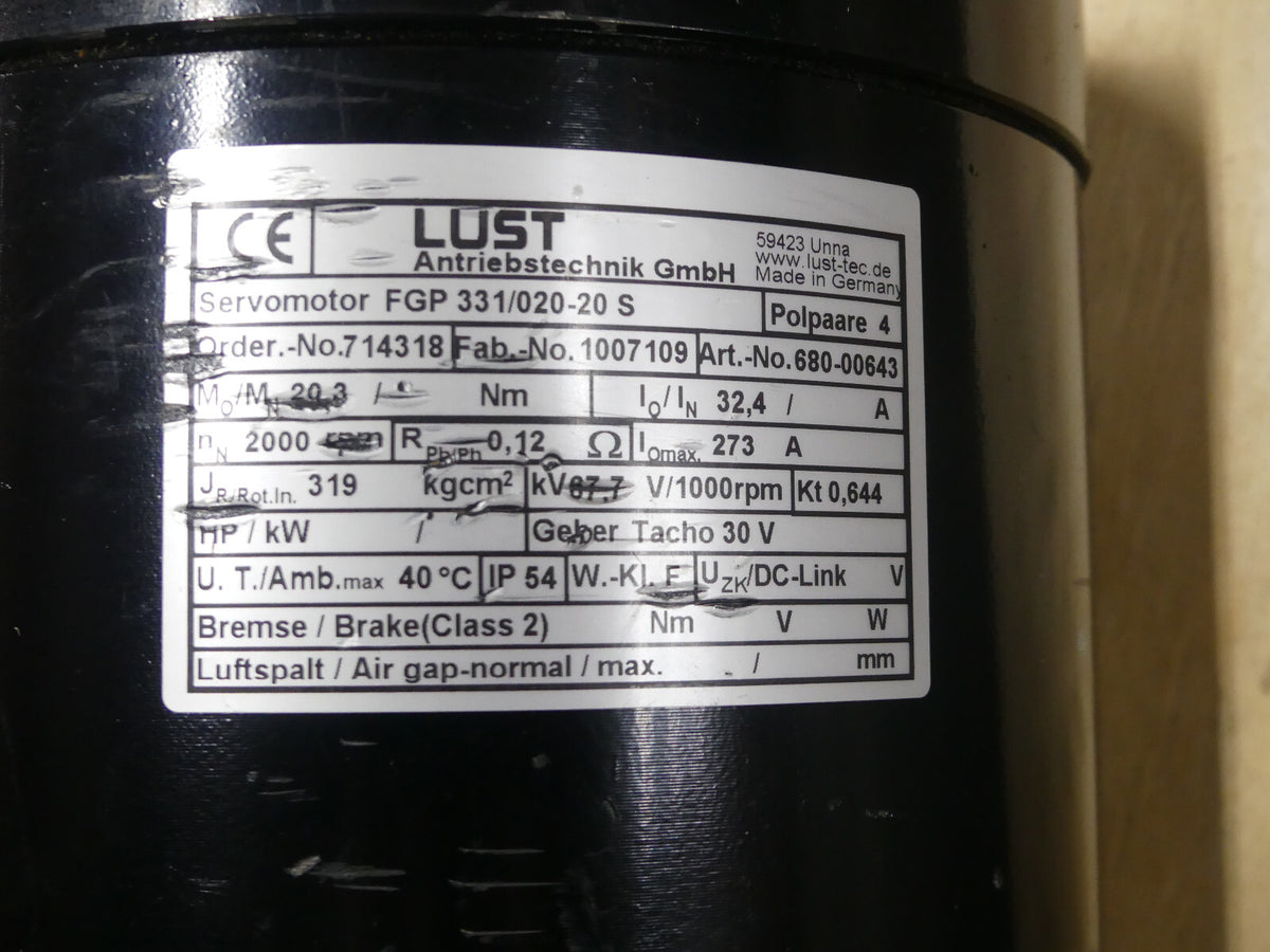 LUST FGP331/020-20S  FGP33102020S  SERVOMOTOR