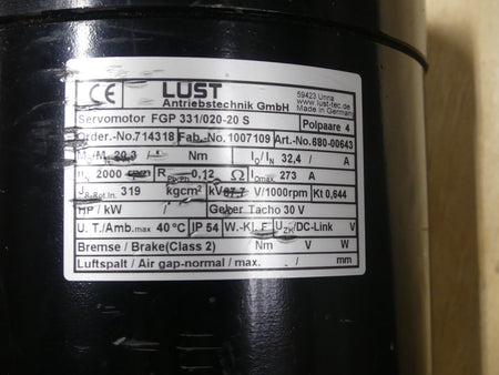 LUST FGP331/020-20S  FGP33102020S  SERVOMOTOR