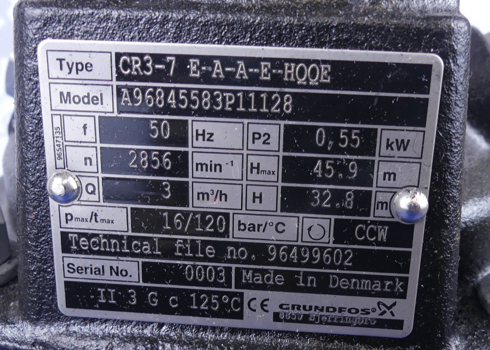 Grundfos Pumpe CR3-7 E-A-A-E-HQQE  Motor ATB BD71L-2