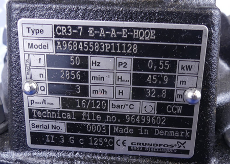Grundfos Pumpe CR3-7 E-A-A-E-HQQE  Motor ATB BD71L-2