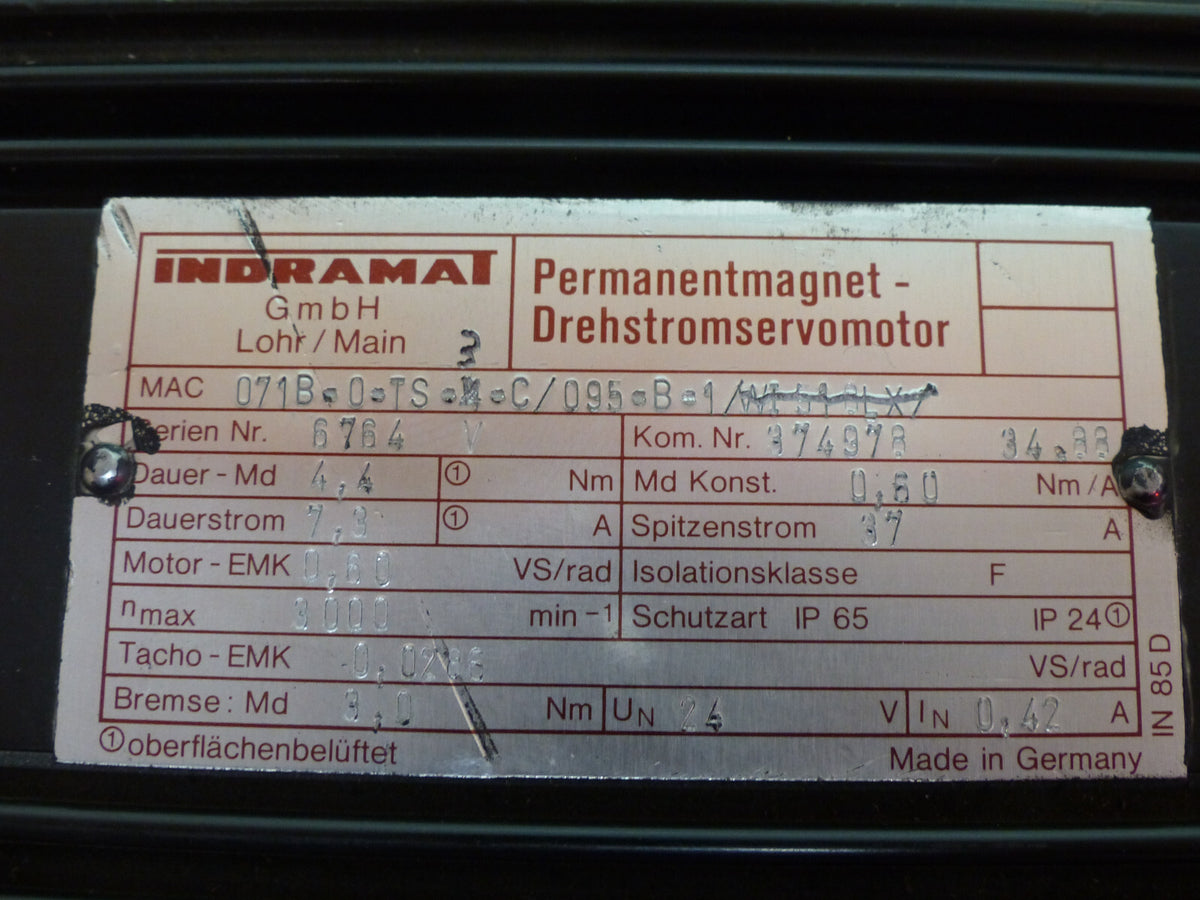 Indramat Permanentmagnetmotor MAC071B-0-TS-3-C/095-B-1 used