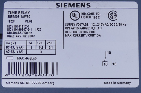 Siemens Time Relay 3RP2505-1AW30  3RP25051AW30