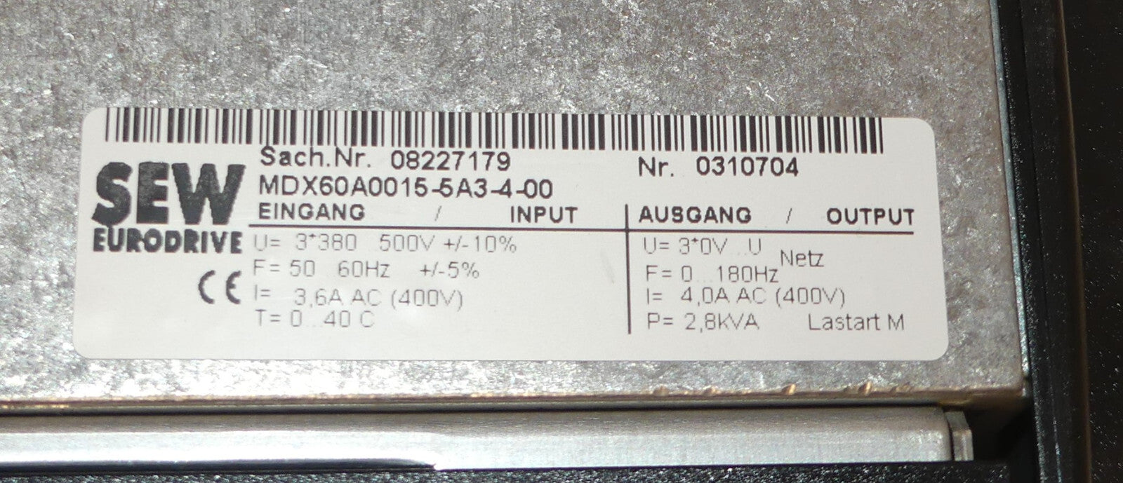 SEW Eurodrive MDX61B0015-5A3-4-0T