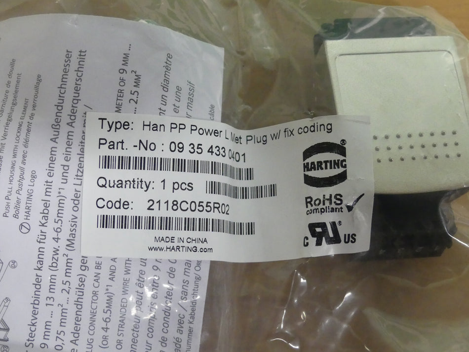 HARTING 09354310401 Han PP Power L Met plug metal fix coding