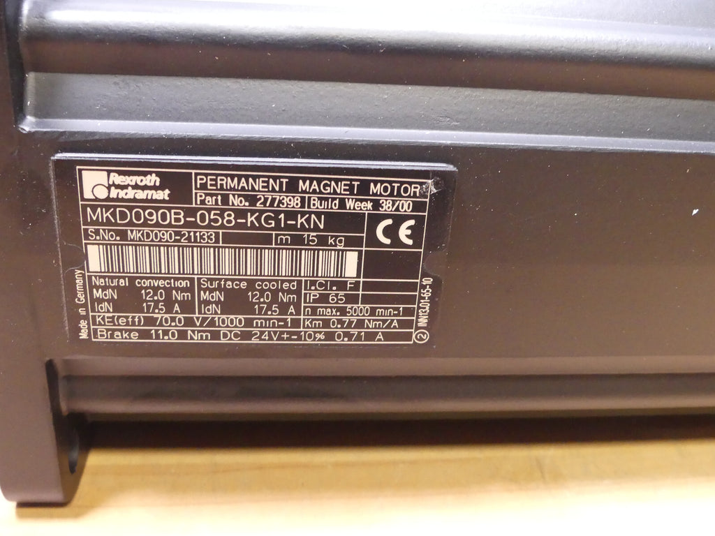 Rexroth Indramat Permanent Magnet Motor MKD090B-058-KG1-KN