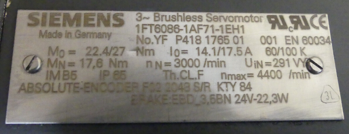 Siemens 1FT6086-1AF71-1EH1 used s.Bilder