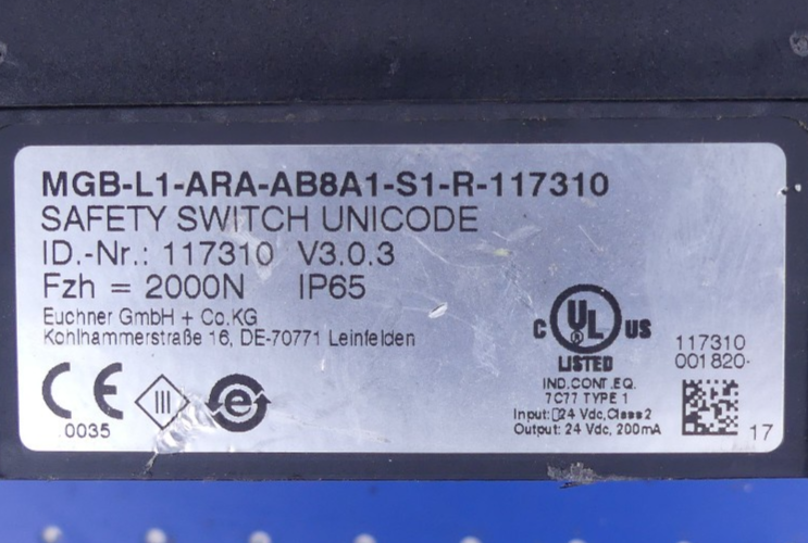 Euchner MGB-L1-ARA-AB8A1-S1-R-117310 Sicherheitsschalter