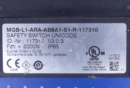 Euchner MGB-L1-ARA-AB8A1-S1-R-117310 Sicherheitsschalter