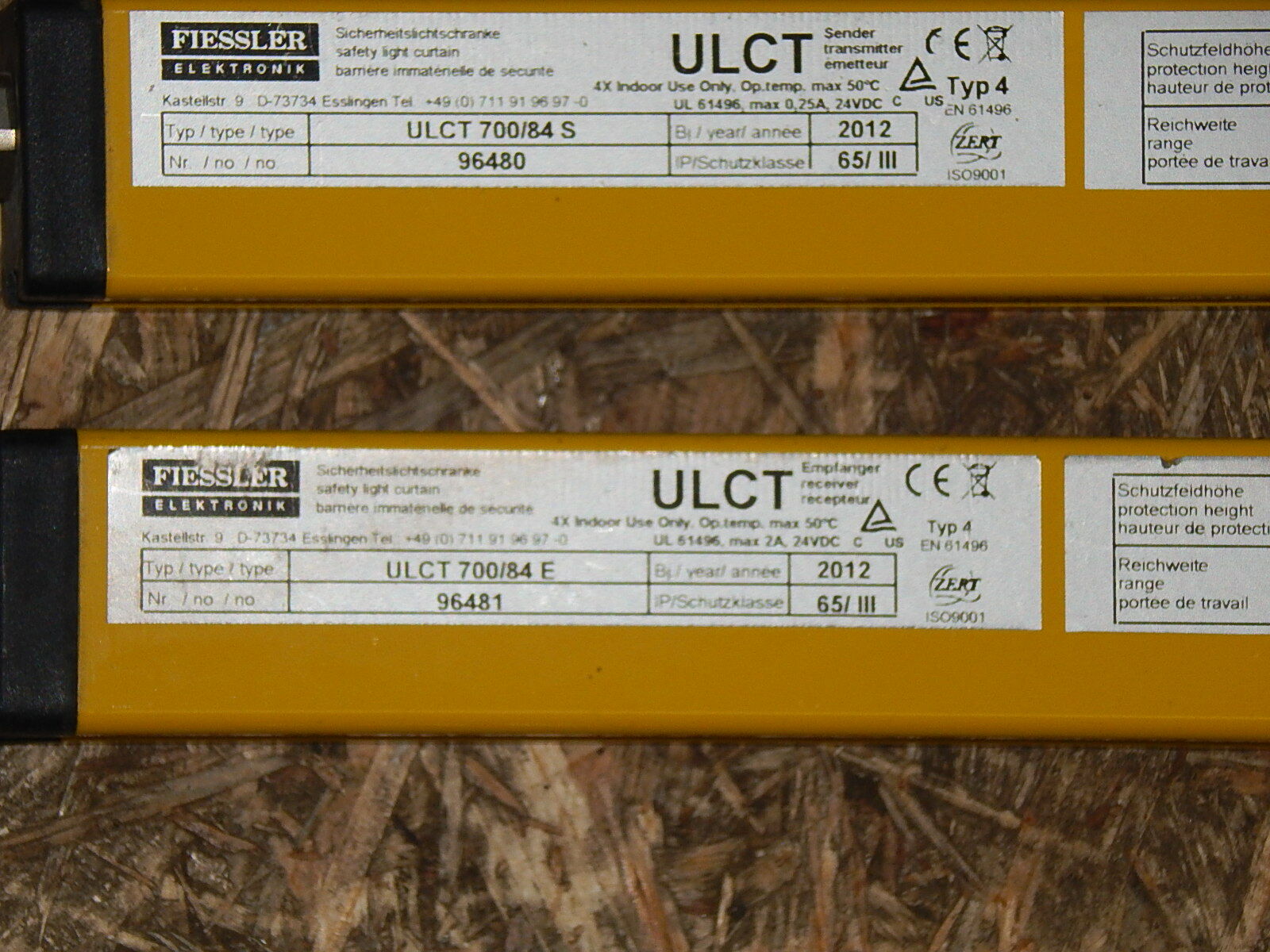  Fiessler Elektronik Lichtschranke ULCT 700/84 S + ULCT 700/84 E used