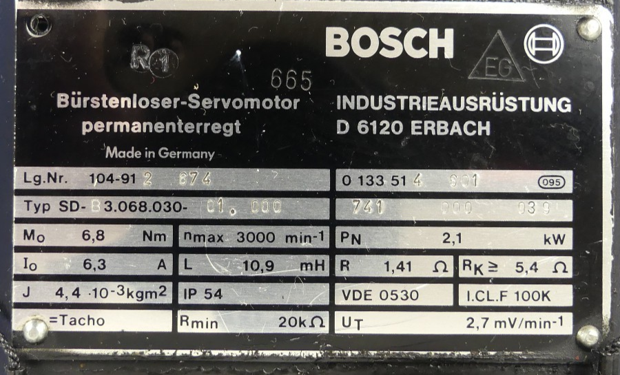 BOSCH BÜRSTENLOSER SERVOMOTOR SD-B3.068.030-01.000