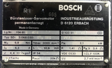 BOSCH BÜRSTENLOSER SERVOMOTOR SD-B3.068.030-01.000